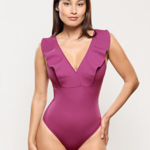 Maillot de bain 1 pièce décolleté V Empreinte Wave Orchidée