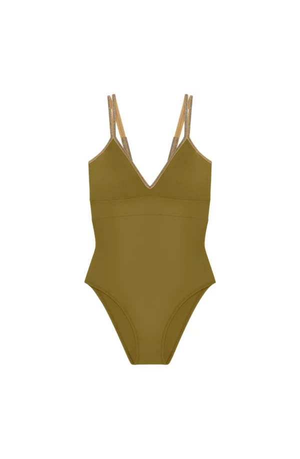 Maillot de bain 1 pièce bronze Pain de Sucre Laos – Dos croisé & effet gainant – Image 2