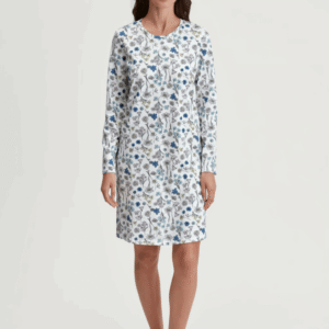 Chemise de nuit à manches longues Calida Flower Nights en coloris Riviera Blue