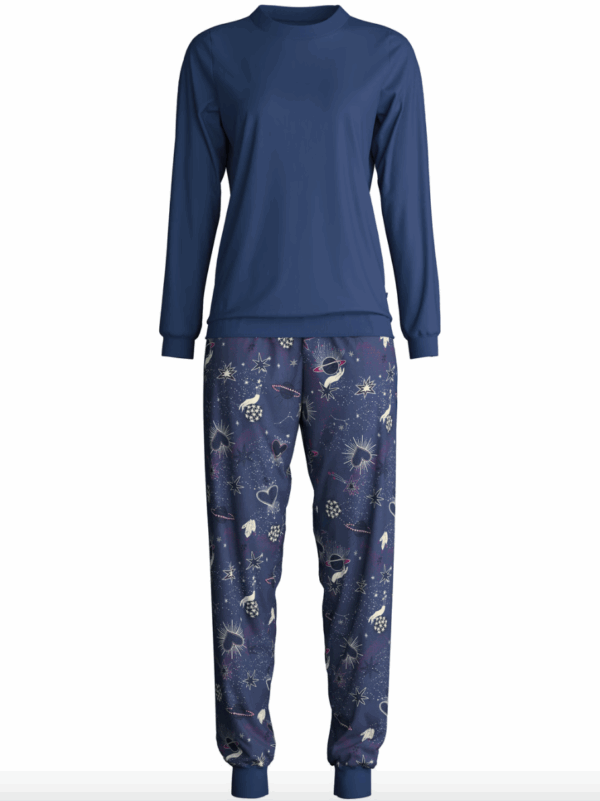Pyjama avec bords élastiques Calida Mystic Nights en coloris Cobalt Blue – Image 7